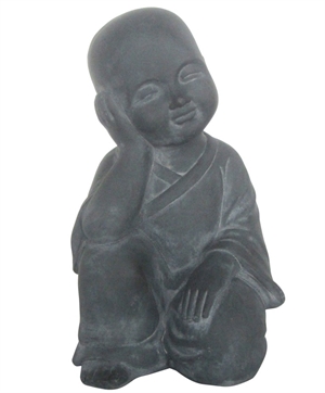 Munke figut med hoved på skrå polyclay h40cm - Se også Buddha figurer